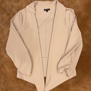 Women's Beige Open Front Draped Blazer Jacket